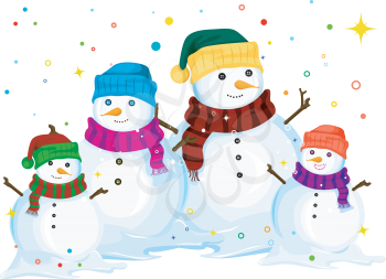 Royalty Free Clipart Image of a Snowman Family