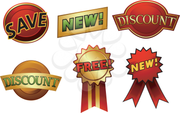 Badges and Ribbons Set with Clipping Path