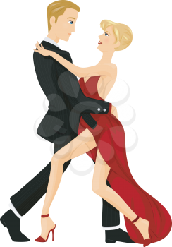Royalty Free Clipart Image of a Couple Dancing