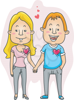 Royalty Free Clipart Image of a Couple Holding Hands