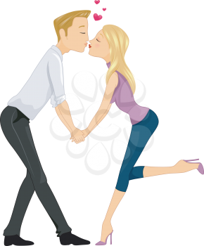 Royalty Free Clipart Image of a Kissing Couple