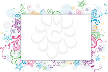 Royalty Free Clipart Image of a Soft Pastel Doodle Frame
