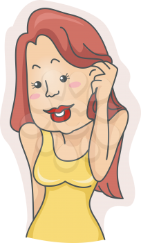 Royalty Free Clipart Image of a Woman Pushing Her Hair Behind Her Ears