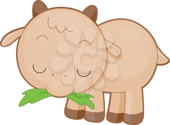 Royalty Free Clipart Image of a Goat Eating Grass