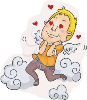 Royalty Free Clipart Image of a Man With Hearts in His Eyes