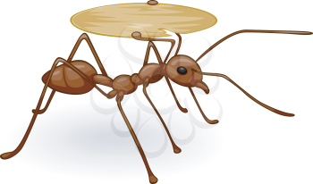 Royalty Free Clipart Image of an Ant With a Tray