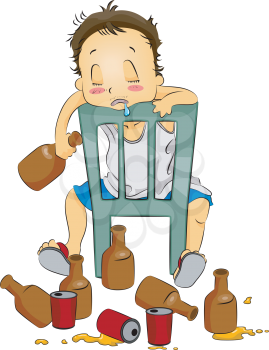Royalty Free Clipart Image of Drunk Man
