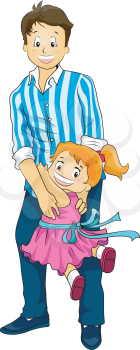 Royalty Free Clipart Image of a Little Girl Clinging to Her Father