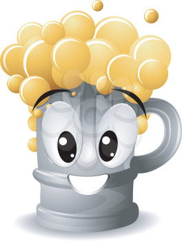 Royalty Free Clipart Image of a Happy Mug With Foam