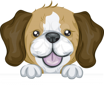Royalty Free Clipart Image of a Beagle With Its Paws on a Board