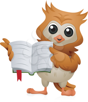 Royalty Free Clipart Image of an Owl With a Book