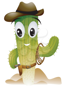 Royalty Free Clipart Image of a Cactus Cowboy