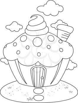 Royalty Free Clipart Image of a Cupcake House