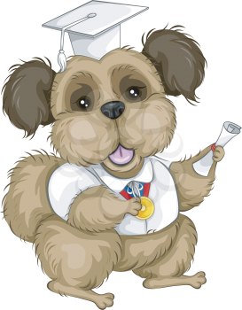 Royalty Free Clipart Image of a Dog Training Graduate