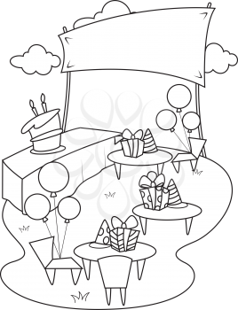 Royalty Free Clipart Image of an Outdoor Party
