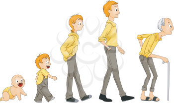 Man's Life Stages with Clipping Path