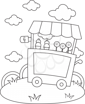 Royalty Free Clipart Image of an Ice Cream Cart