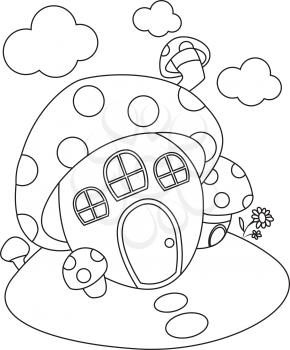 Royalty Free Clipart Image of a Mushroom House