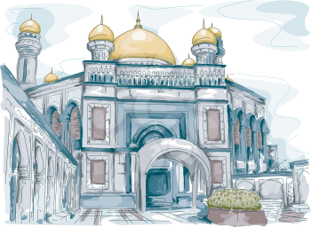 Royalty Free Clipart Image of a Mosque