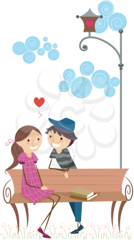 Royalty Free Clipart Image of a Couple on a Date