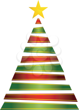 Royalty Free Clipart Image of a Striped Christmas Tree