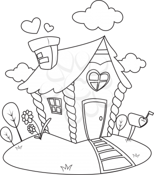 Royalty Free Clipart Image of a House With Hearts