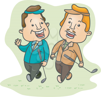 Royalty Free Clipart Image of Men Playing Golf