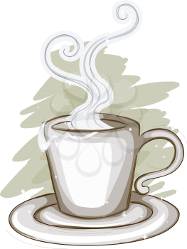 Royalty Free Clipart Image of a Steaming Cup of Coffee