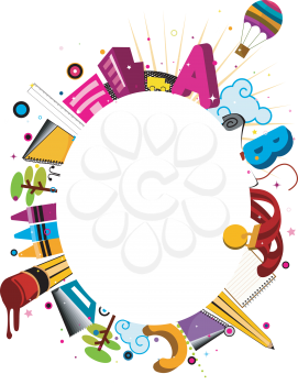 Royalty Free Clipart Image of a Frame With Education Items