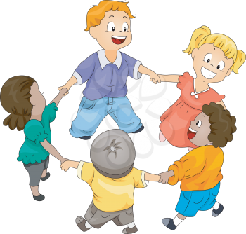 Royalty Free Clipart Image of Children in a Circle