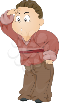 Royalty Free Clipart Image of a Boy Searching