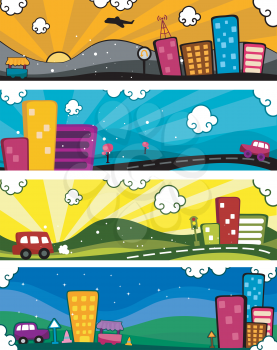 Royalty Free Clipart Image of a Set of Urban Banners