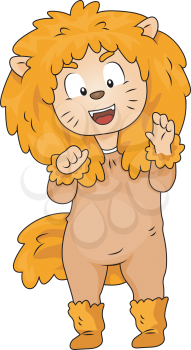 Royalty Free Clipart Image of a Child in a Lion Costume