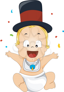 Royalty Free Clipart Image of a New Year's Baby