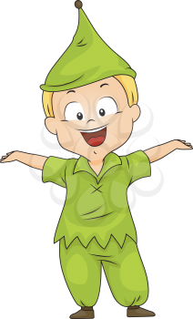 Royalty Free Clipart Image of a Boy in a Dwarf Costume
