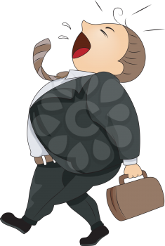 Royalty Free Clipart Image of a Man in a Suit Yawning