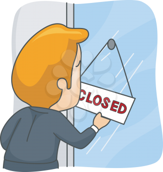 Royalty Free Clipart Image of a Man With a Closed Sign