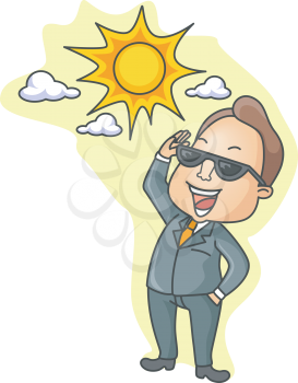 Royalty Free Clipart Image of a Man Standing in the Sun