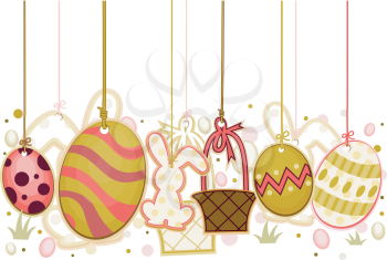 Royalty Free Clipart Image of Easter Objects on String
