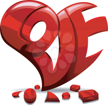 Royalty Free Clipart Image of the Word Love Carved Out of a Heart