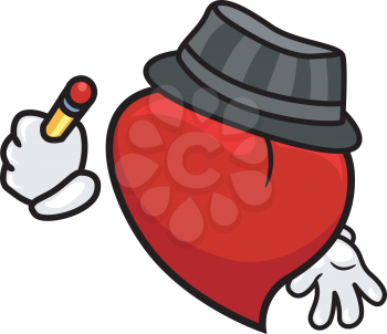 Royalty Free Clipart Image of a Heart With a Pencil