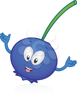 Royalty Free Clipart Image of a Happy Blueberry
