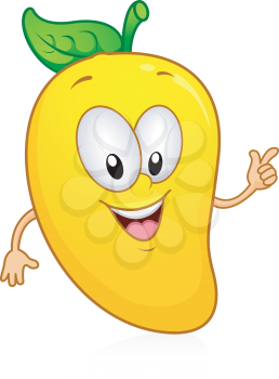 Illustration of a Mango Character Gesturing Something with its Arm