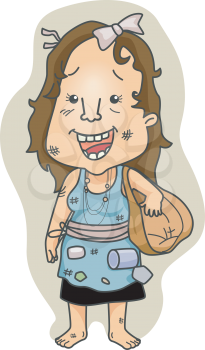 Royalty Free Clipart Image of a Crazy Woman