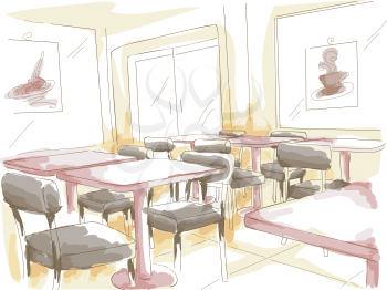 Royalty Free Clipart Image of an Illustration of a Cafe