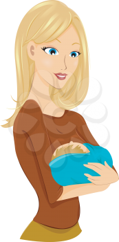 Royalty Free Clipart Image of a Mother Holding a Baby