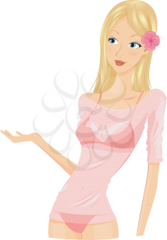 Royalty Free Clipart Image of a Girl in a Bikini and Top