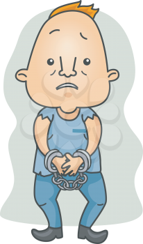 Royalty Free Clipart Image of a Man in Handcuffs