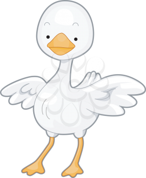 Royalty Free Clipart Image of a Goose With Its Wings Spread