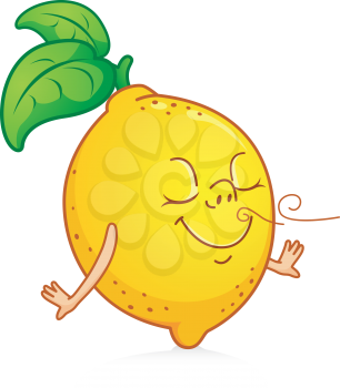 Royalty Free Clipart Image of a Cartoon Lemon